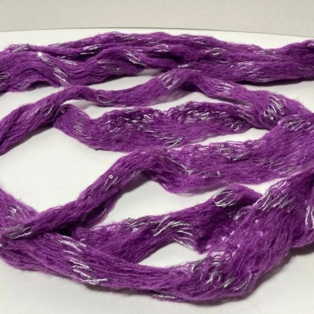 Purple Silver Sequin Rigoletto Yarn 20 Skeins